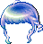 藍色捲燙髮結造型